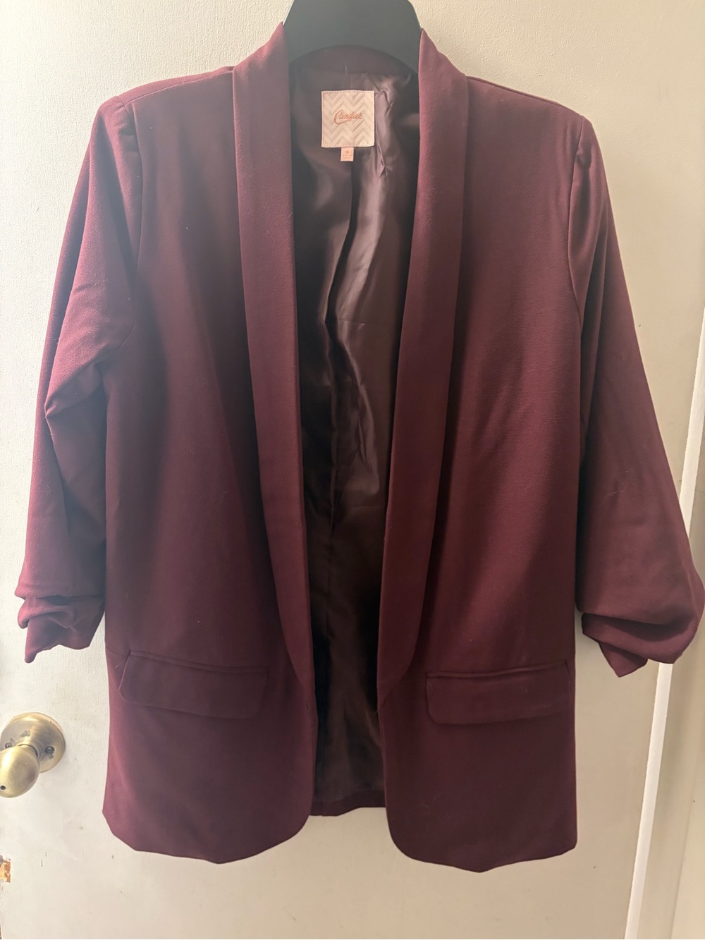 Candie's Open-Front Blazer Jacket - Wine